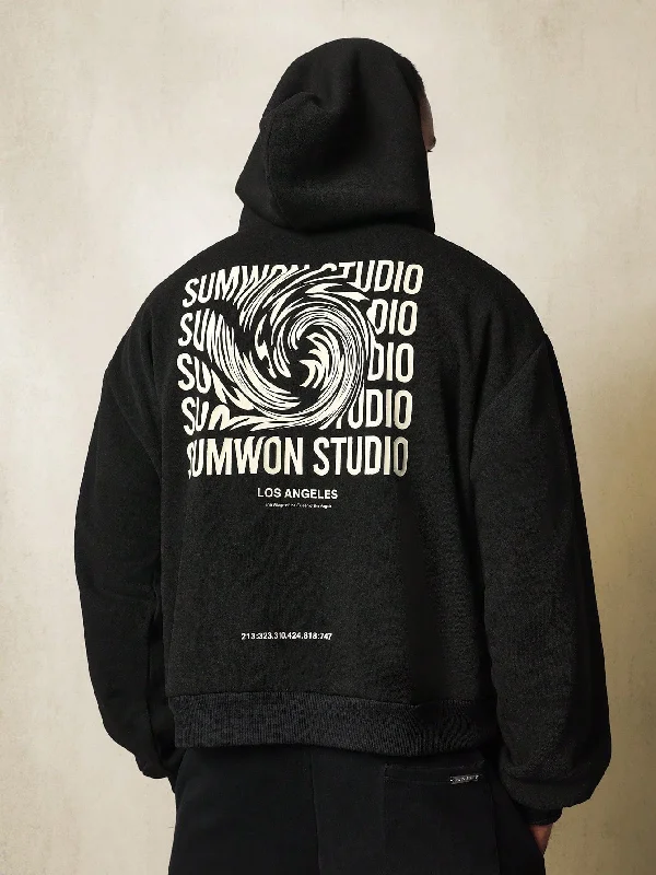 Regular Fit Overhead Hoodie With Embroidery & Graphic Print