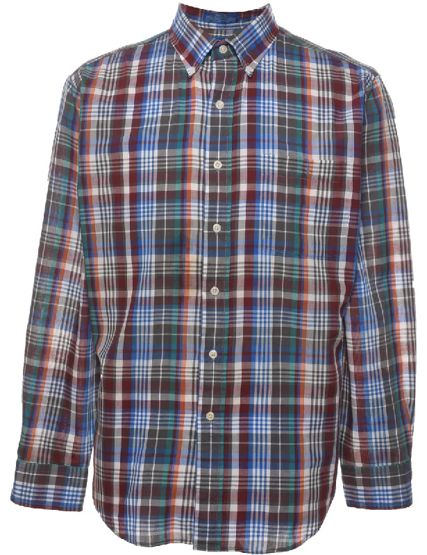 Long Sleeved Checked Shirt - L