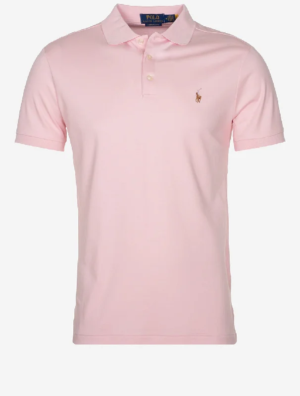 Slim Fit Pima Kurzarm-Poloshirt Rosa