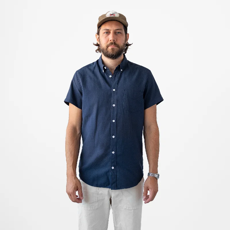 Men's Short Sleeve Deep Indigo Service Oxford