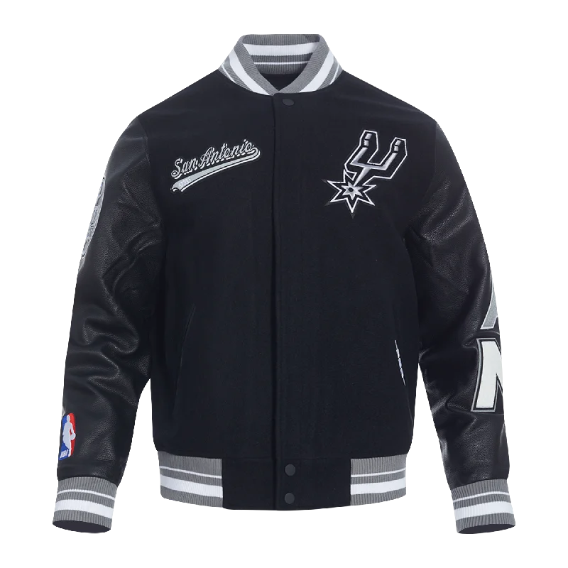 NBA SAN ANTONIO SPURS SCRIPT TAIL MEN'S RIB WOOL VARSITY (BLACK/GRAY)