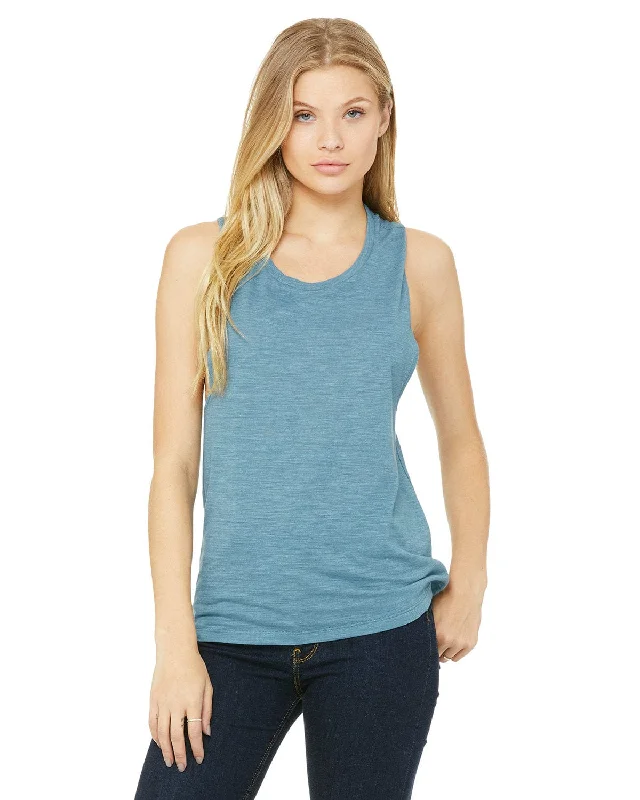 Bella+Canvas Ladies Flowy Scoop Muscle Tank | Denim Slub