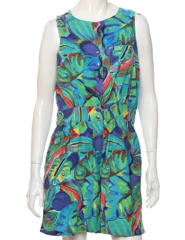 Leafy Print Playsuit - L