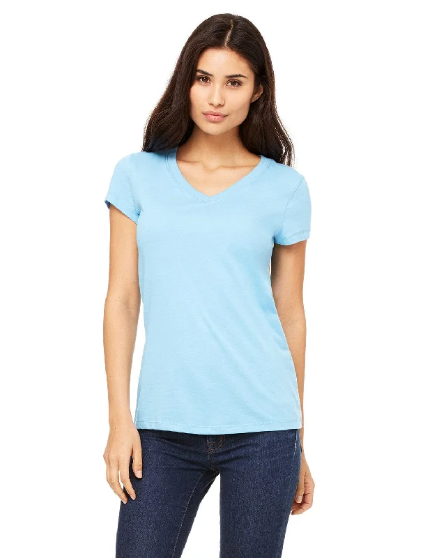 Bella+Canvas Ladies Short Sleeve V-Neck T-Shirt | Ocean Blue