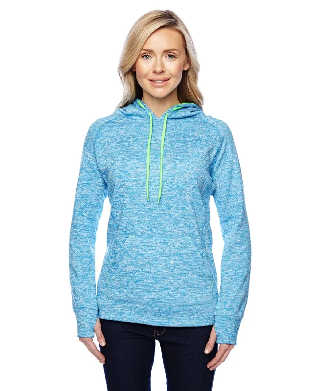 J America Ladies Cosmic Contrast Fleece Hood | El Blu Flk/ N Gr