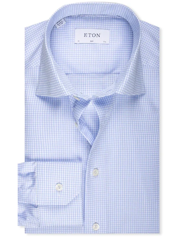 Slim Fit 2 Colour Check Fine Twill Shirt Blue