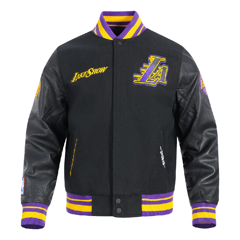 NBA LOS ANGELES LAKERS CITY EDITION 24-25 MEN'S RIB WOOL VARSITY JAC (BLACK/PURPLE)