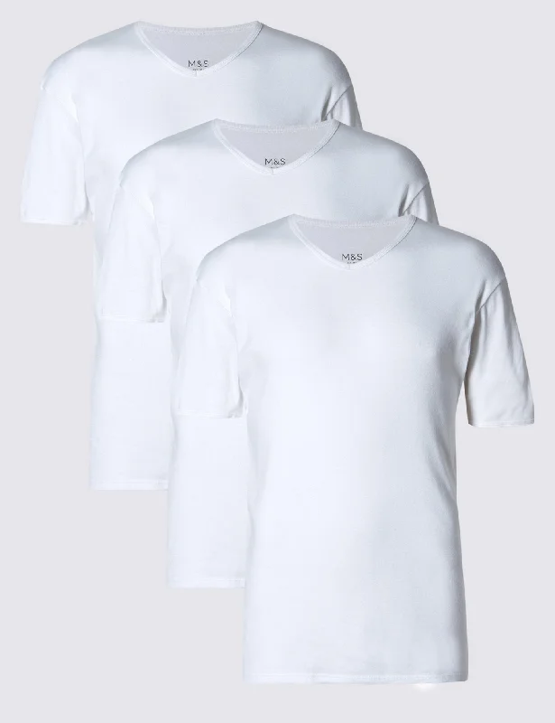 3 Pack Pure Cotton V-Neck T-Shirt Vests