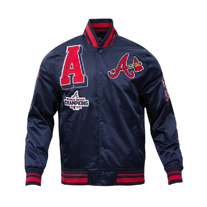 MLB ATLANTA BRAVES MASHUP MEN'S RIB SATIN JACKET (MIDNIGHT NAVY)