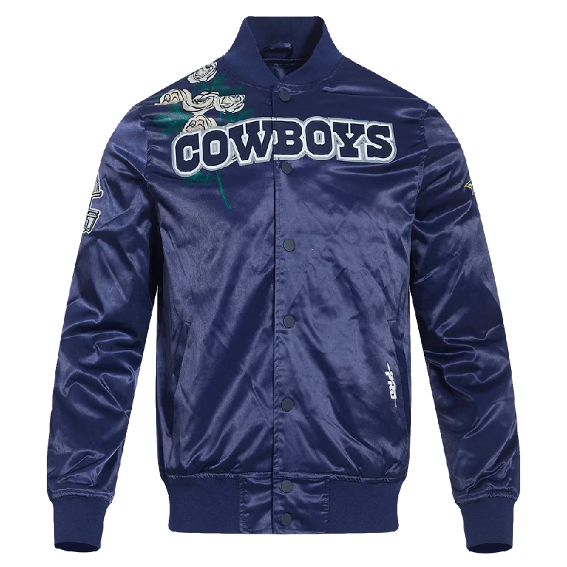 NFL DALLAS COWBOYS ROSES MEN'S SATIN JACKET (MIDNIGHT NAVY/MULTI)