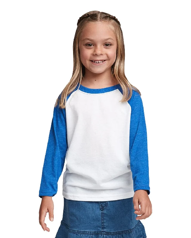 Next Level Youth CVC 3/4-Sleeve Raglan Tee | Royal/ White