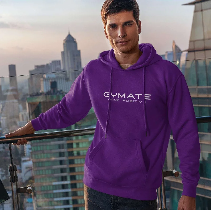 Mens Purple Hoodies Designer Gymate Original Think Positive [ctr/lge]