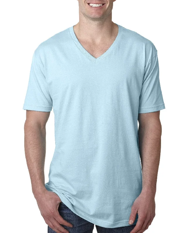 Next Level Mens Short Sleeve V-Neck Tee | Light Blue