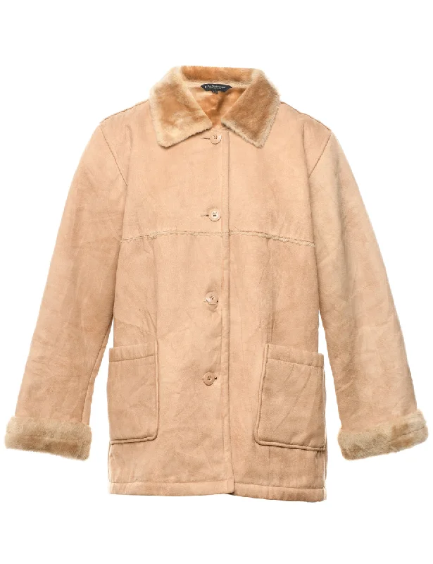 Light Brown Shearling Lined Coat - L