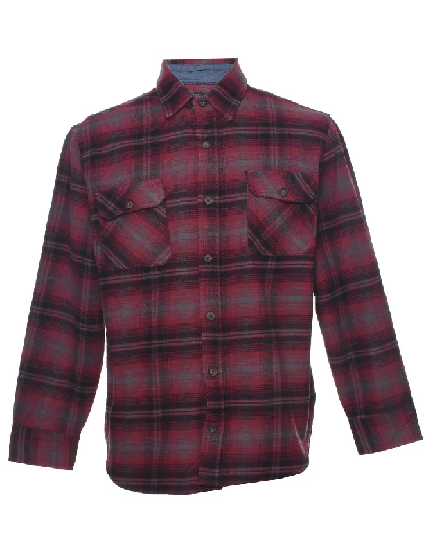 Long Sleeved Checked Shirt - L