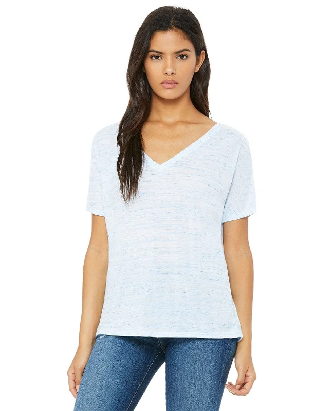 Bella+Canvas Ladies Flowy Simple V-Neck T-Shirt | Blue Marble