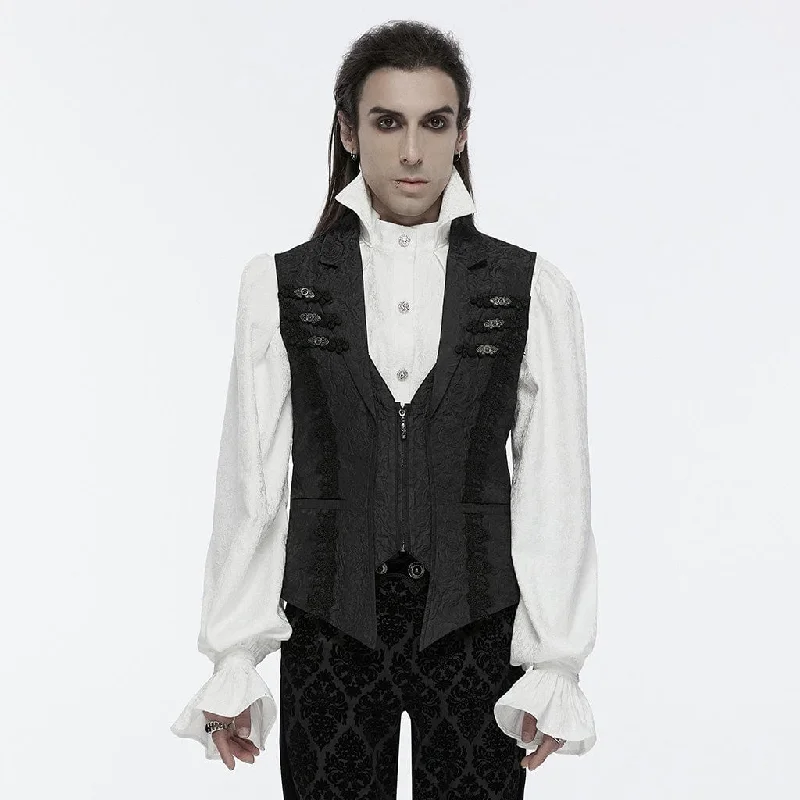 Men's Gothic Buckle Zip Rose Waistcoat