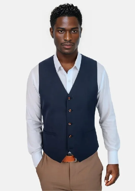 Navy Sharkskin Vest