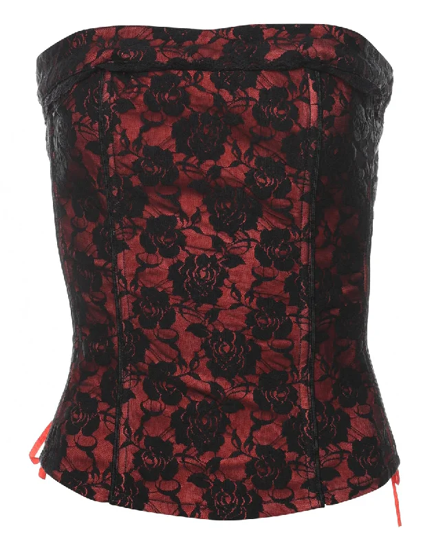 Lace Floral Print Corset - S