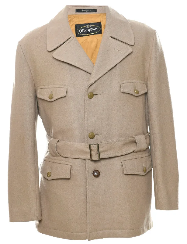 Light Brown Wool Coat - M