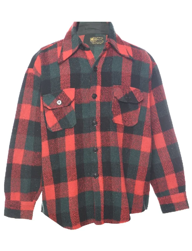 Long Sleeved Checked Shirt - L