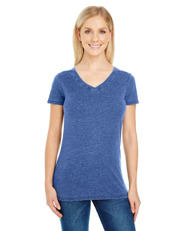 Threadfast Apparel Ladies Vintage Dye Short Sleeve V-Neck Tee | Vintage Navy