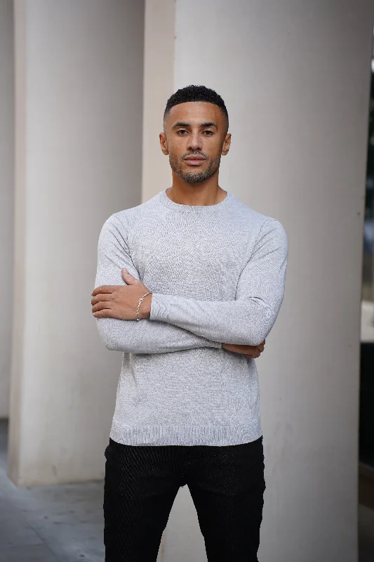 Capo Egyptian Cotton Crew Neck Jumper - Grey