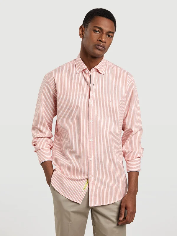 Respekt slim fit candy stripes oxford shirt