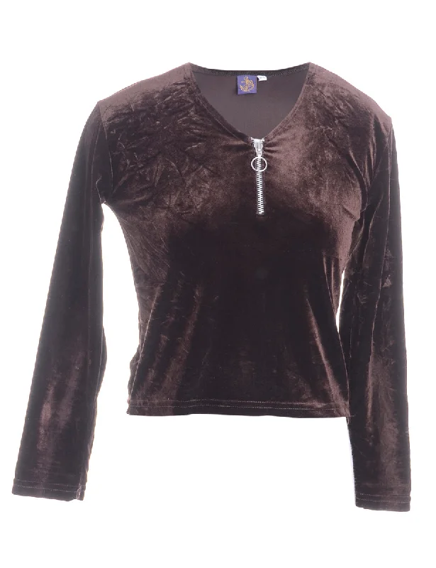 Label Velvet Lilia Half Zip Cotton Top