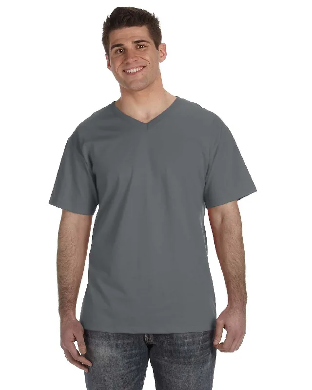 Fruit of the Loom 5 oz. 100% Heavy Cotton HD V-Neck T-Shirt | Charcoal Grey