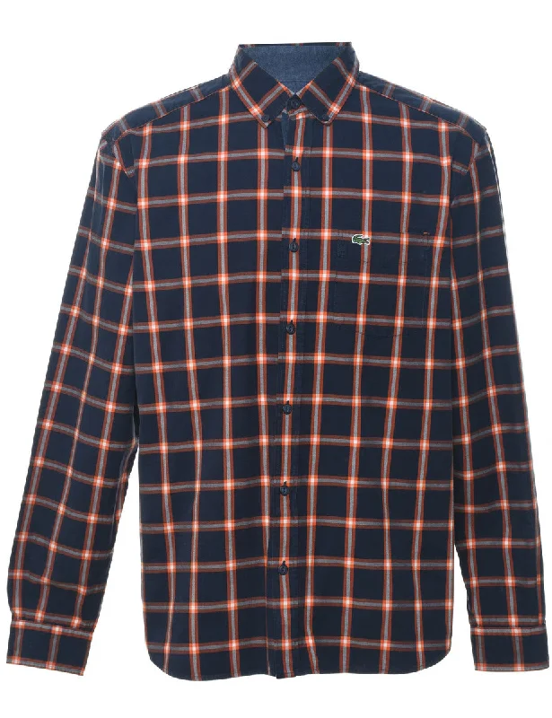 Lacoste Checked Navy & Orange Shirt - L