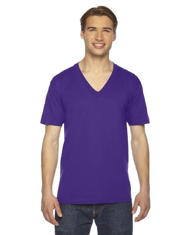 American Apparel Unisex Fine Jersey Short Sleeve V-Neck T-Shirt | Purple