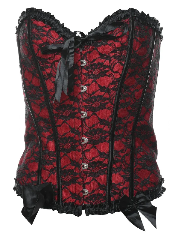 Lace Floral Print Corset - L