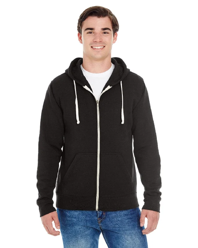 J America Triblend Full-Zip Fleece Hoodie | Solid Blk Trblnd