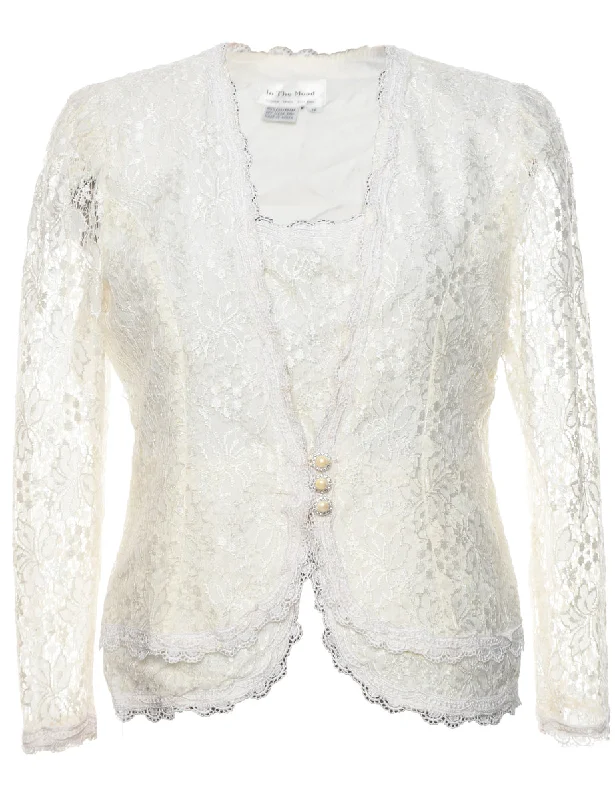 Lace Floral Pattern Jacket - L