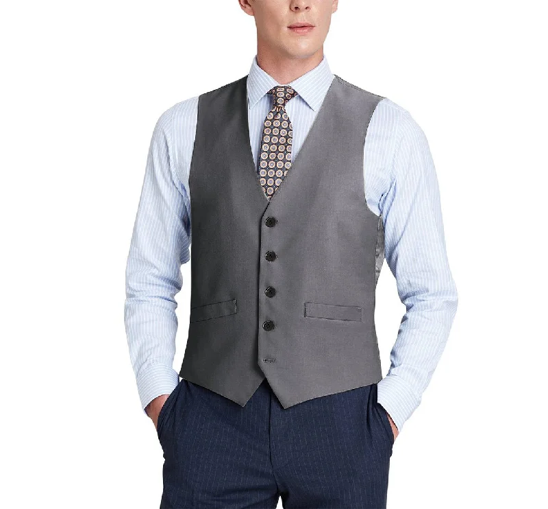 Alessandro Vitello by Renoir Dark Grey Wool Suit Vest Regular Fit Dress Suit Waistcoat 508-3