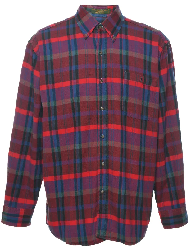 Long Sleeved Checked Shirt - L