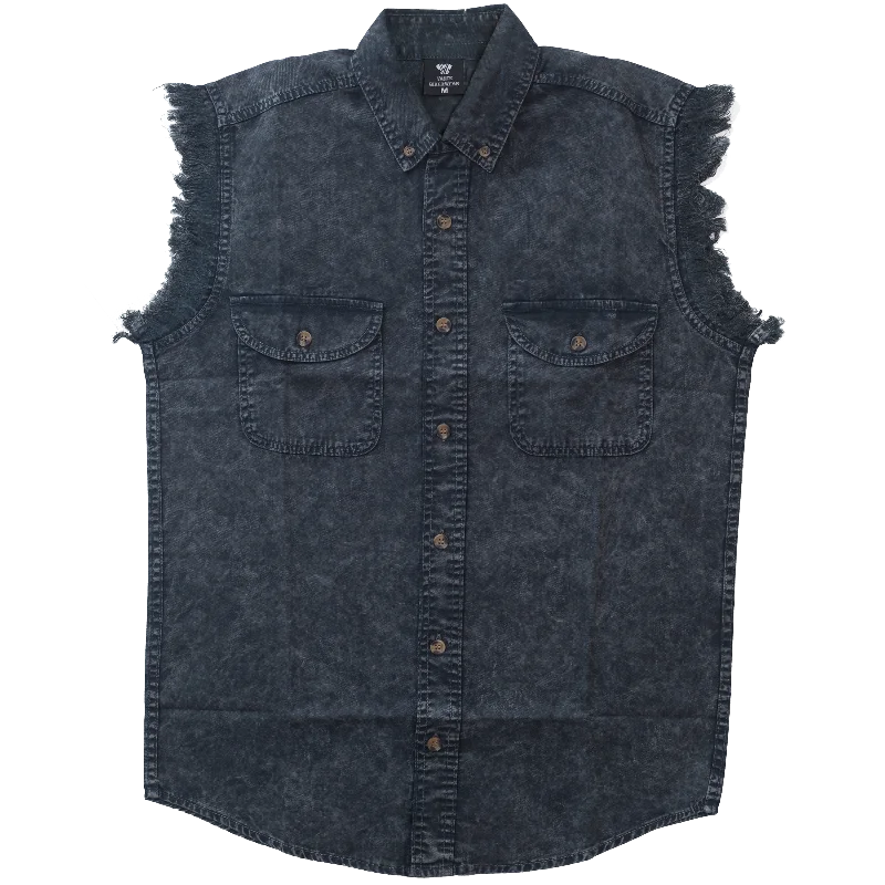 VB731 - Mens Cutoffs Charcoal Acid Wash Shirt