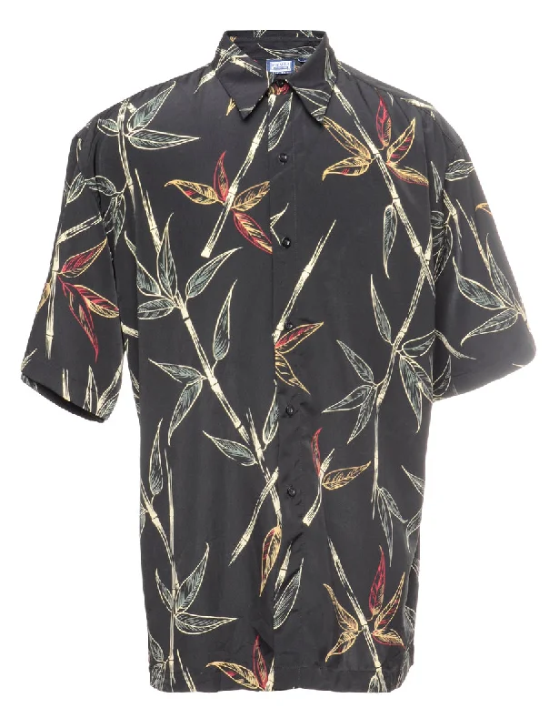 Leafy Print Hawaiian Shirt - L