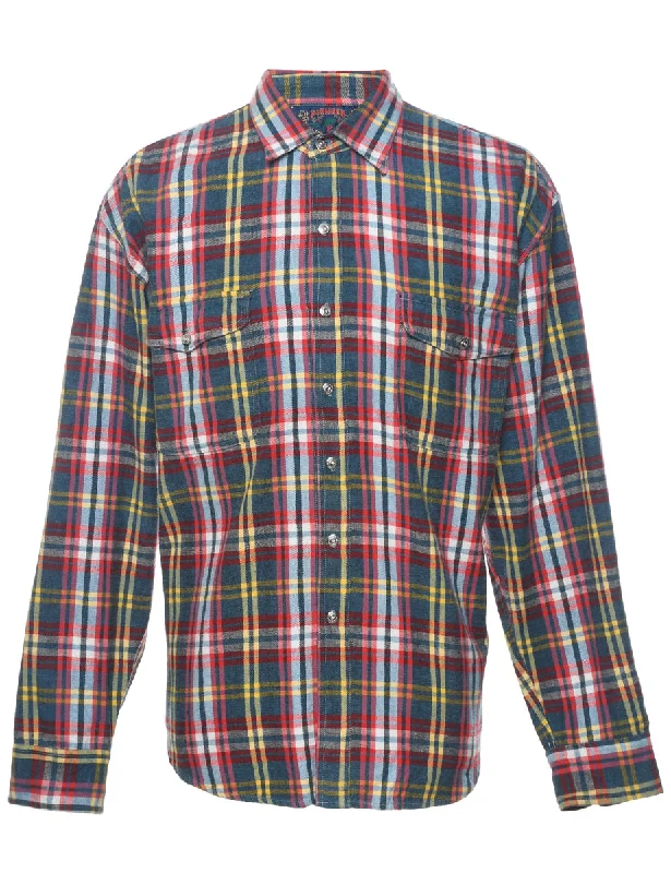 Long Sleeved Checked Multi-Colour Flannel Shirt - L