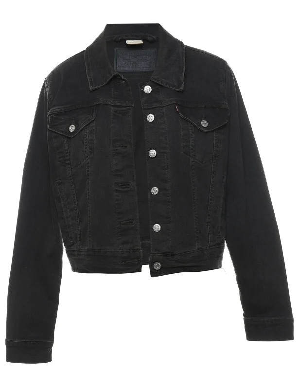 Levi's Black Cropped Denim Jacket - XL