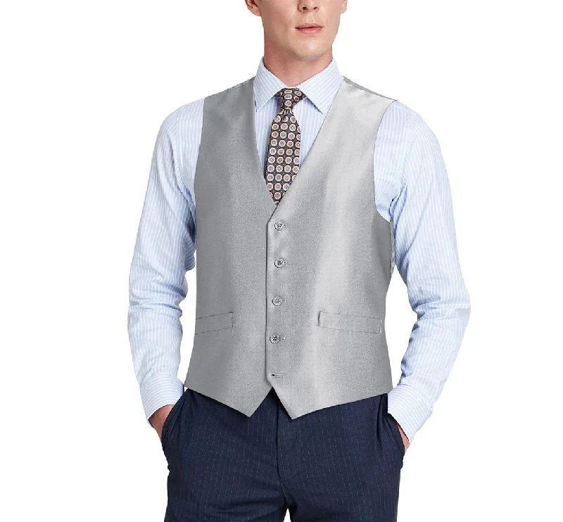 Alessandro Vitello by Renoir Grey Formal Regular Fit Suit Vest Sharkskin Waistcoat 207-2