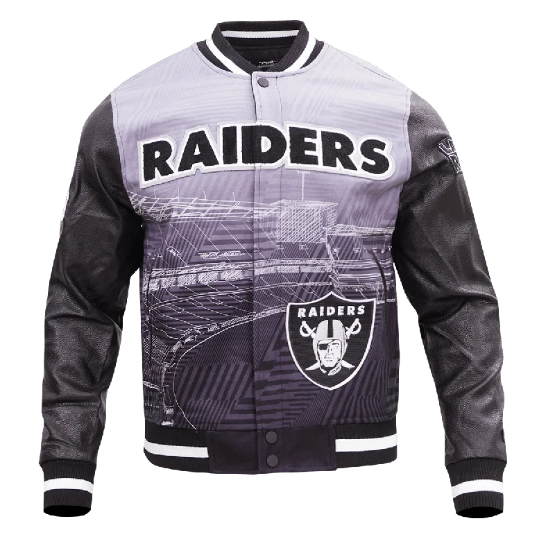 NFL LAS VEGAS RAIDERS REMIX VARSITY MEN'S JACKET (BLACK)