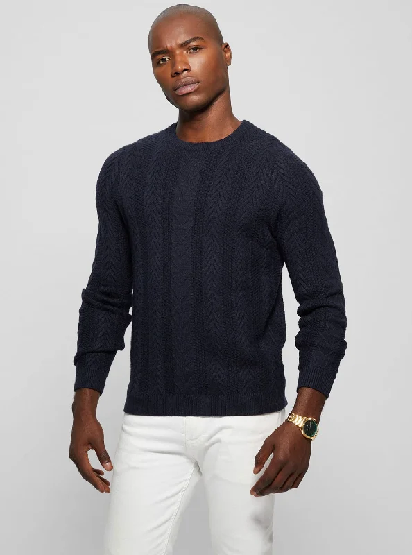 Navy Blue Cable Ethan Knit Jumper