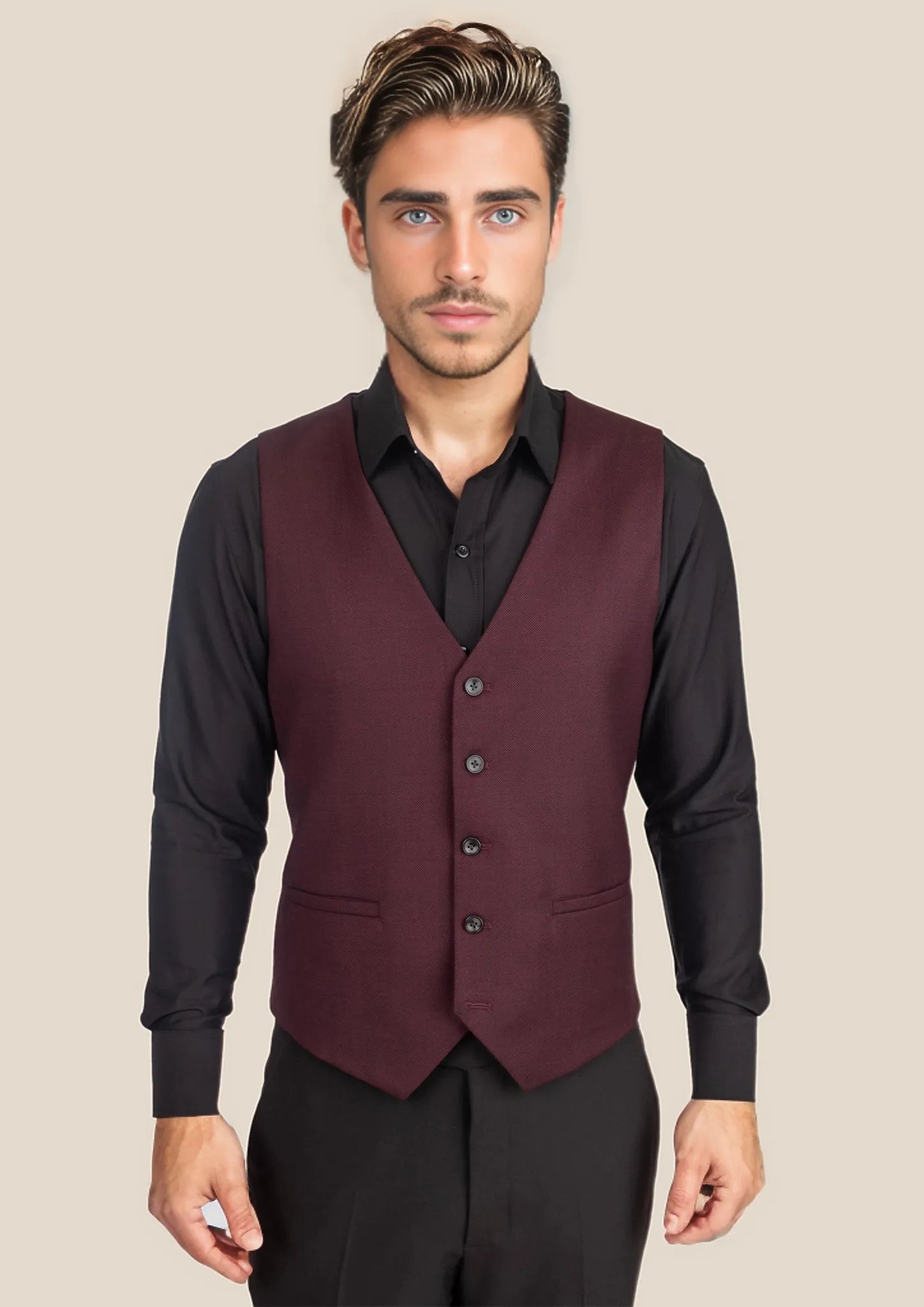 Deep Burgundy Birdseye Vest