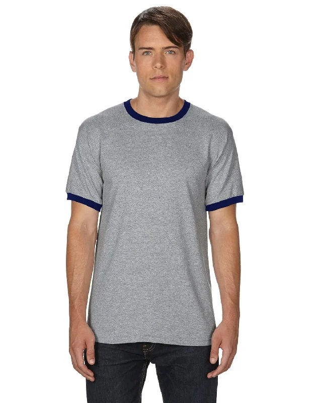 Gildan DryBlend Ringer T-Shirt | Sport Grey/ Navy