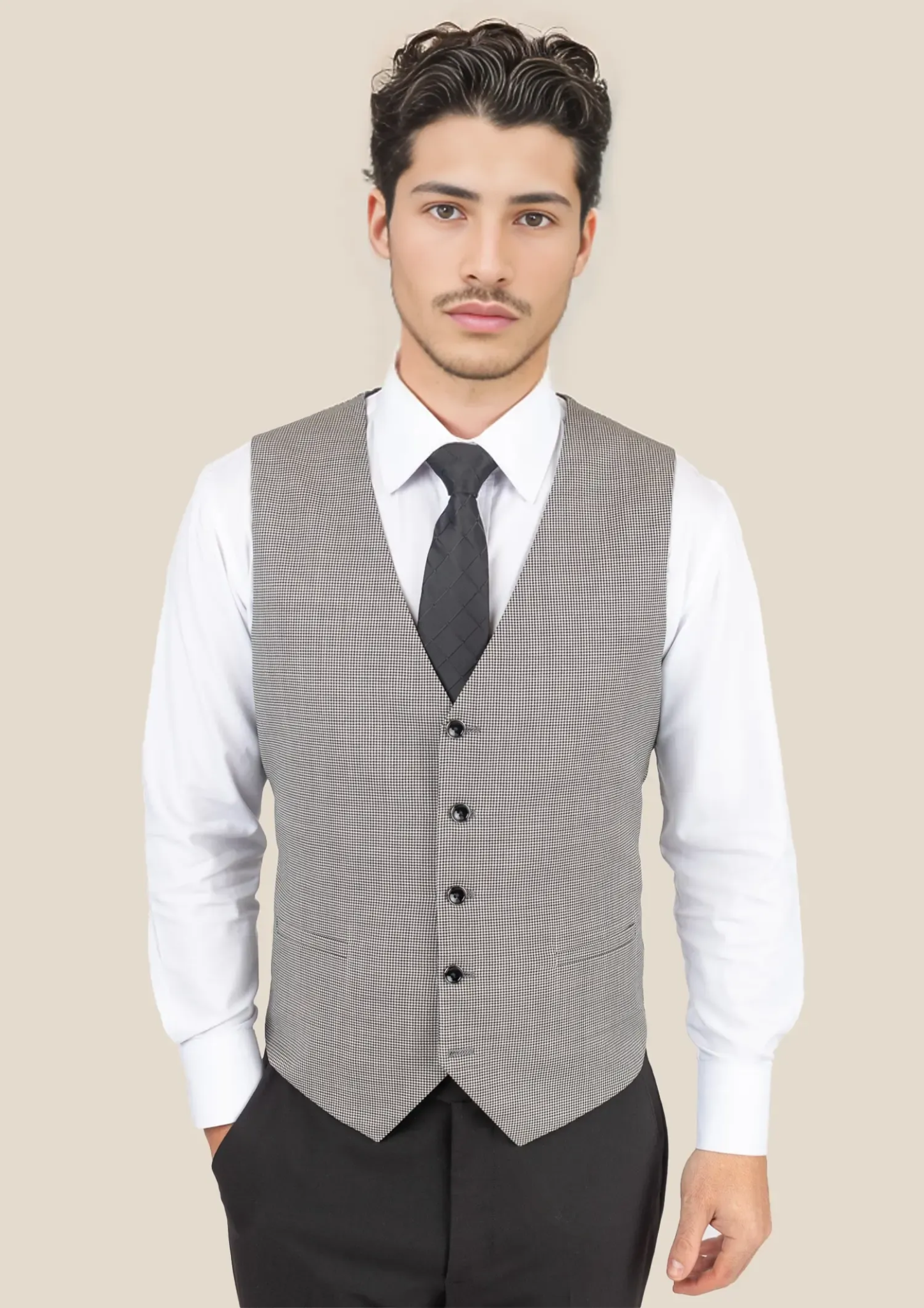 Grey Houndstooth Vest