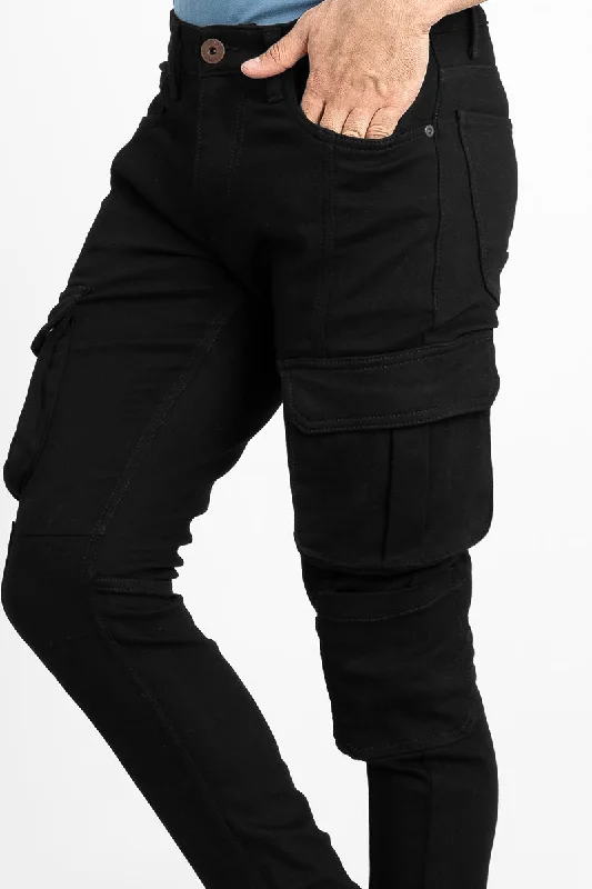 Super Skinny Jet Black Cargo Denim