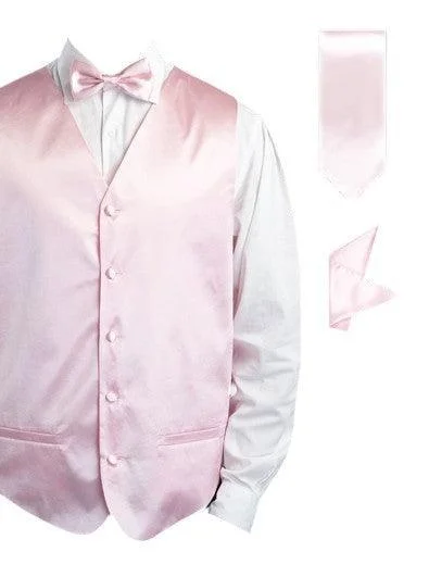 Pink Satin Tuxedo Vest Set