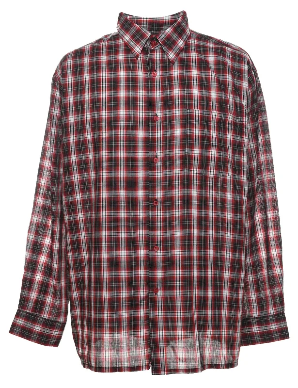 Long Sleeved Checked Shirt - L